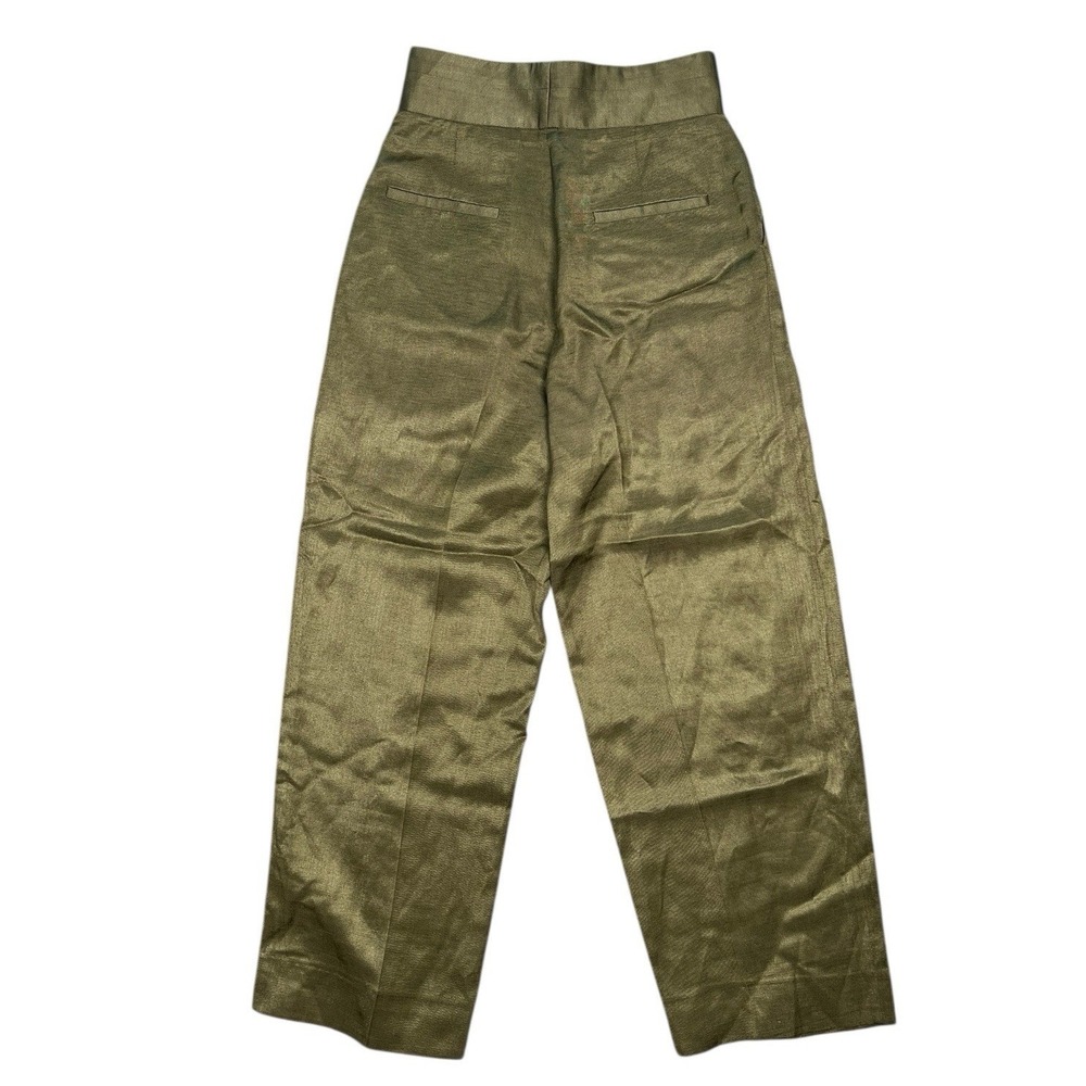 Sandro Paris Green linen belted Wide-leg Pants Size 38 EU (28X27) - Picture 2 of 4